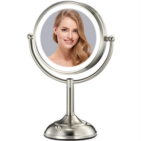 VESAUR 10" Large and 17" Tall Lighted Makeup Mirror