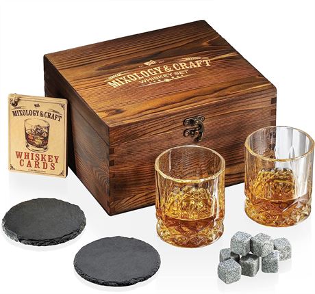 Mixology & Craft Whiskey Stones Gift Set for Men