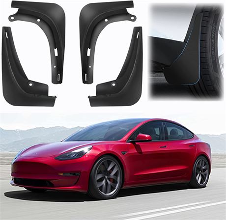 Tesla Model 3 Mud Flaps - No Drilling Tesla Model 3 Splash Guards_Set of 4_