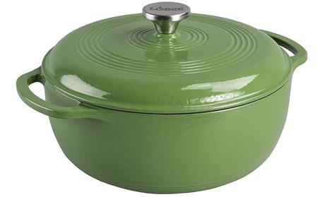 Lodge Enameled Cast Iron Dutch Oven, 6 Qt, Holiday Green