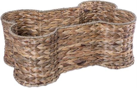 Bone Dry Pet Storage Collection Bone Shape Hyacinth Toy Basket, Natural, Small