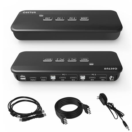 Osetub HDMI KVM Switch for Dual Monitors