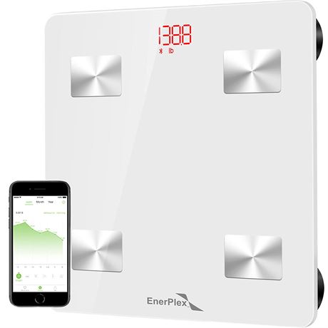 EnerPlex Scale for Body Weight - Bluetooth Compatible- White