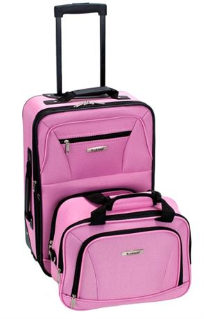 Rockland Fashion Softside Upright Luggage Set, Expandable, Pink