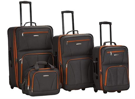 Rockland Journey Softside Upright Luggage Set, Expandable, Charcoal