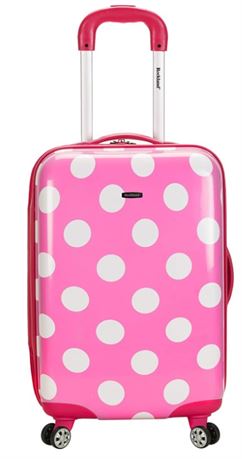 Rockland Laguna Beach Hardside Spinner Wheel Luggage, Pink Dots