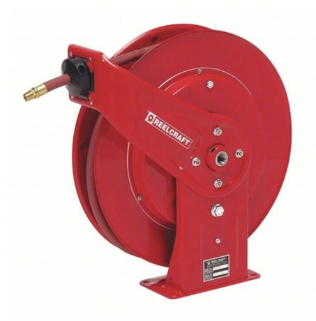 Spring Return Hose Reel: 50 ft 1/4 in MNPT, 300 psi Max Op Pressure