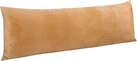 1 Pack Zippered Velvet Body Pillow Cover 20x54 Camel