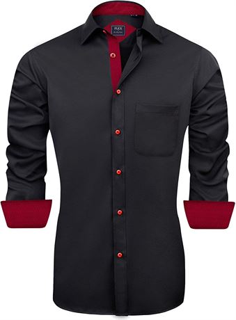 Men's Casual Long Sleeve Dress Shirt Regular Fit - L