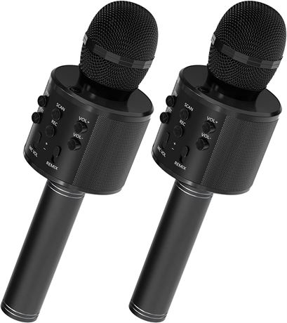 2 Pack Karaoke Microphone for Kids - Black