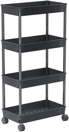 4 Tier Wide Storage Cart Mobile Shelving Unit Organizer