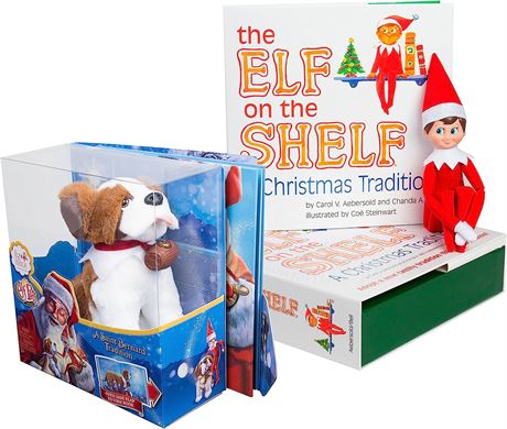 Elf on the Shelf Pet Set - St. Bernard Plush w/ Blue Eyed Elf Boy