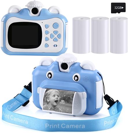 Instant Print Digital Kids Camera 1080P Rechargeable