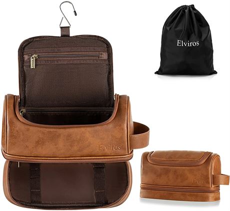 Elviros Toiletry Bag with hanging hook Large