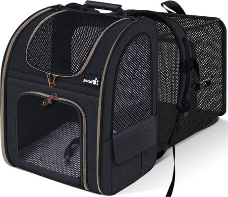 Pecute Pet Carrier Expandable Backpack - Black