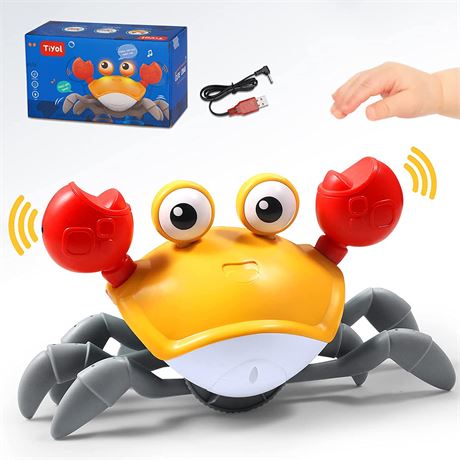 Tiyol Sensing Crawling Crab, Tummy Time Interactive Walking Dancing