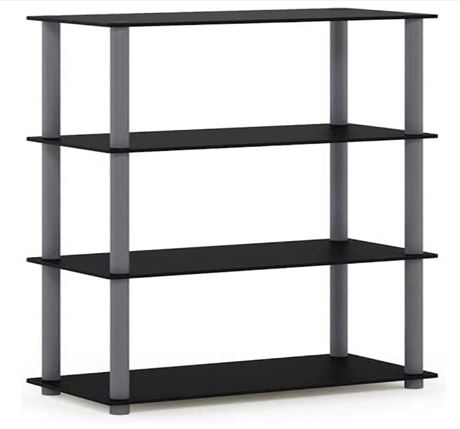 Furinno Durable 4-Shelf Freestanding Shelving Unit Black and Gray