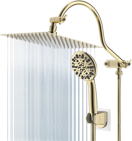 Hibbent All Metal Shower Head, 10'' High Pressure Rainfall Shower Head