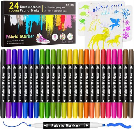 Emooqi 24 Colors Fabric Marker Set Double-Ended C