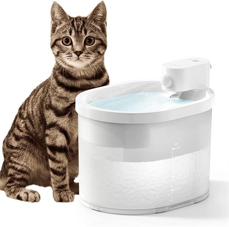 Cat Water Fountain, Wireless & Battery Operated 67oz/2L Automatic