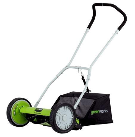 GreenWorks 25052 16-Inch 2-in-1 Push Reel Lawn Mower W/ Grass Catcher