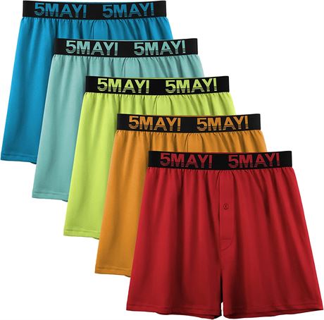 5Mayi Men's Underwear Boxer Soft Cotton Knit Pack of 5 Medium