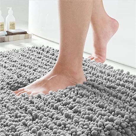 Original Luxury Chenille Bath Rug Mat, 32 x 20 InchesGrey