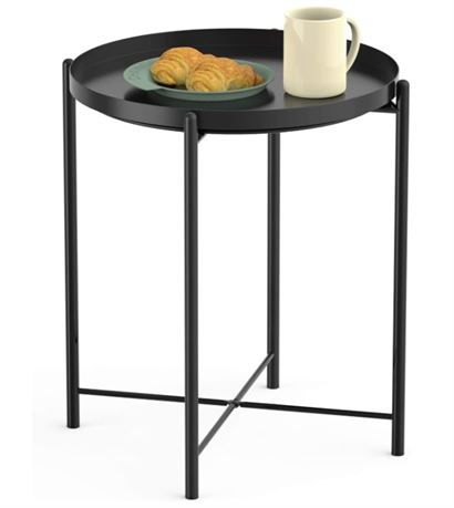 Yesker Round Metal End Table