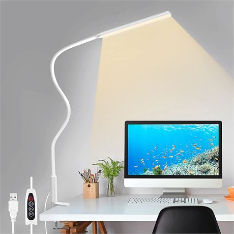 LED Desk Lamp, Swing Arm Table Lamp with Clamp