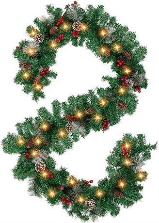 Jelofly 9Ft by 10Inch 100 LED Christmas Garland