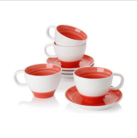 Sweese Gradient Tea Cups and Saucers Red