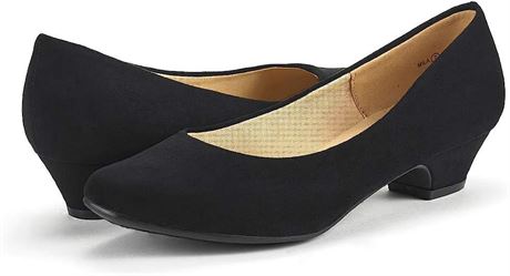 DREAM PAIRS Women's Mila Low Chunky Heel Shoes - 9.5 Black Suede