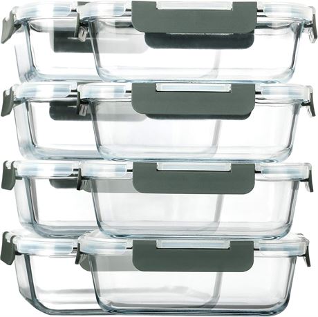 M MCIRCO [8-Pack,30 oz] Glass Meal Prep Containers