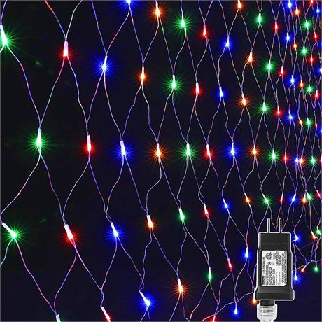 LYHOPE 12ft x 5ft 360 LED Christmas Net Lights