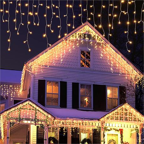 YEGUO 400 LED Icicle Lights Outdoor Waterproof, 33ft 80 Drops