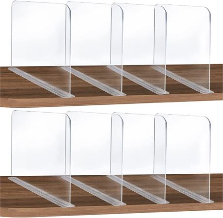 ROUFA 8 Pack Acrylic Shelf Dividers for Closet Wood Shelf Organizer