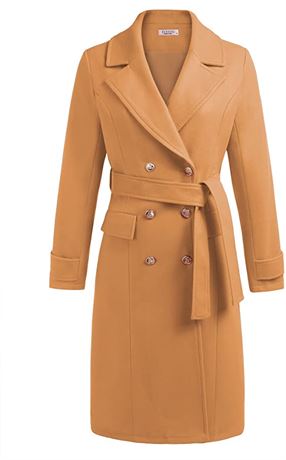 ELESOL Women's Pea Coat Double Breasted Trench Coat Winter