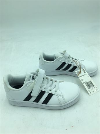 Adidas: Grand Court C Tennis Sneaker Shoes - Kids - White/Black - Size 12