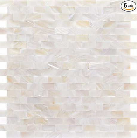 Q'mark Peel and Stick Mother of Pearl Shell Mosaic Tile (6 Pack) (Natural Color)