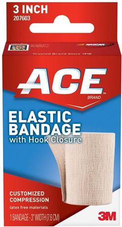 Ace Elastic Bandage with Hook Closure, Model 207603, 3 Inches, 1 Ea