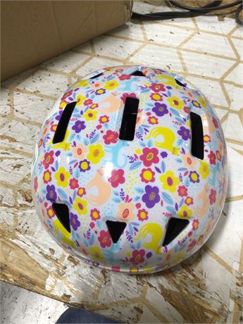 Kids Bike Helmet with Cats and Flowers