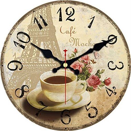 WISKALON Retro Home Decor 14 Inch Battery Operated Wall Clock