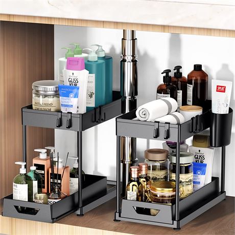 Fkprorjv 2 Pack 2 Tier Under Sink Organizers and Storage