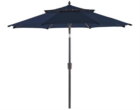 wikiwiki Olefin 9 FT 2 Tier Market Patio Umbrella, Navy Blue