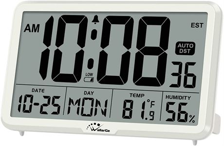 Digital Wall Clock Battery Operated Temperature,Humidity & Date