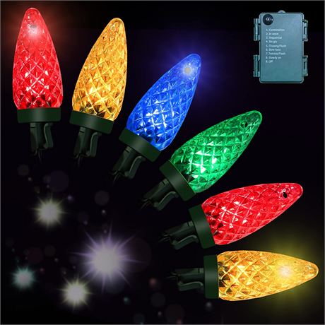 16.4 Ft 50 LEDs Strawberry Battery Operated Strings Lights 8 Modes