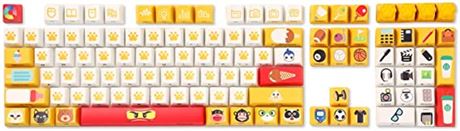 LTC LavaCaps PBT Double Shot 108 Keycaps Set - (Only Keycaps), Yellow