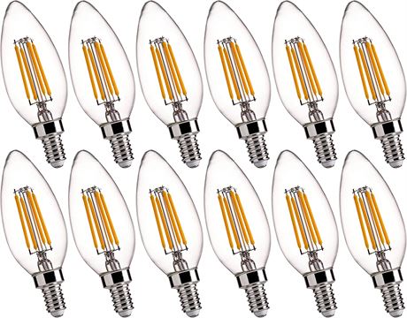 B11 E12 LED Candelabra Bulbs 60W Equivalent, Dimmable LED Pack of 12