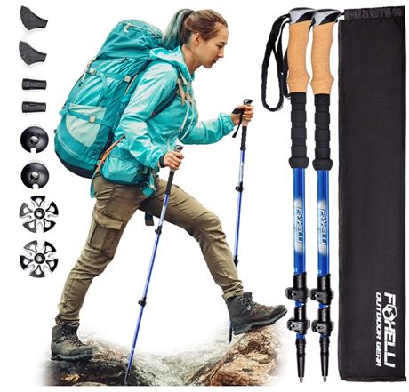 Foxelli Carbon Fiber Lightweight Collapsible Hiking Poles