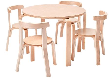 ECR4Kids ECRKids Seating, 5-Piece Table and Chairs Set, Natural